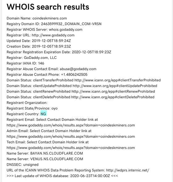 WhoIs search results